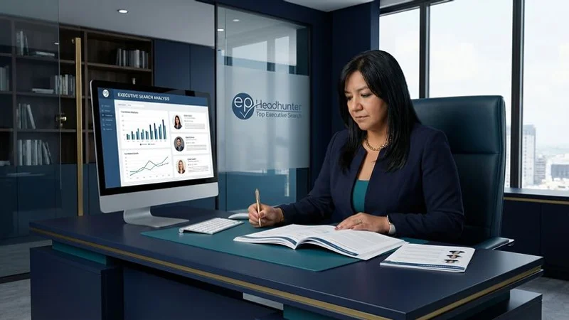 Specialist executive search consultant analysing industry-specific candidate profiles and market data